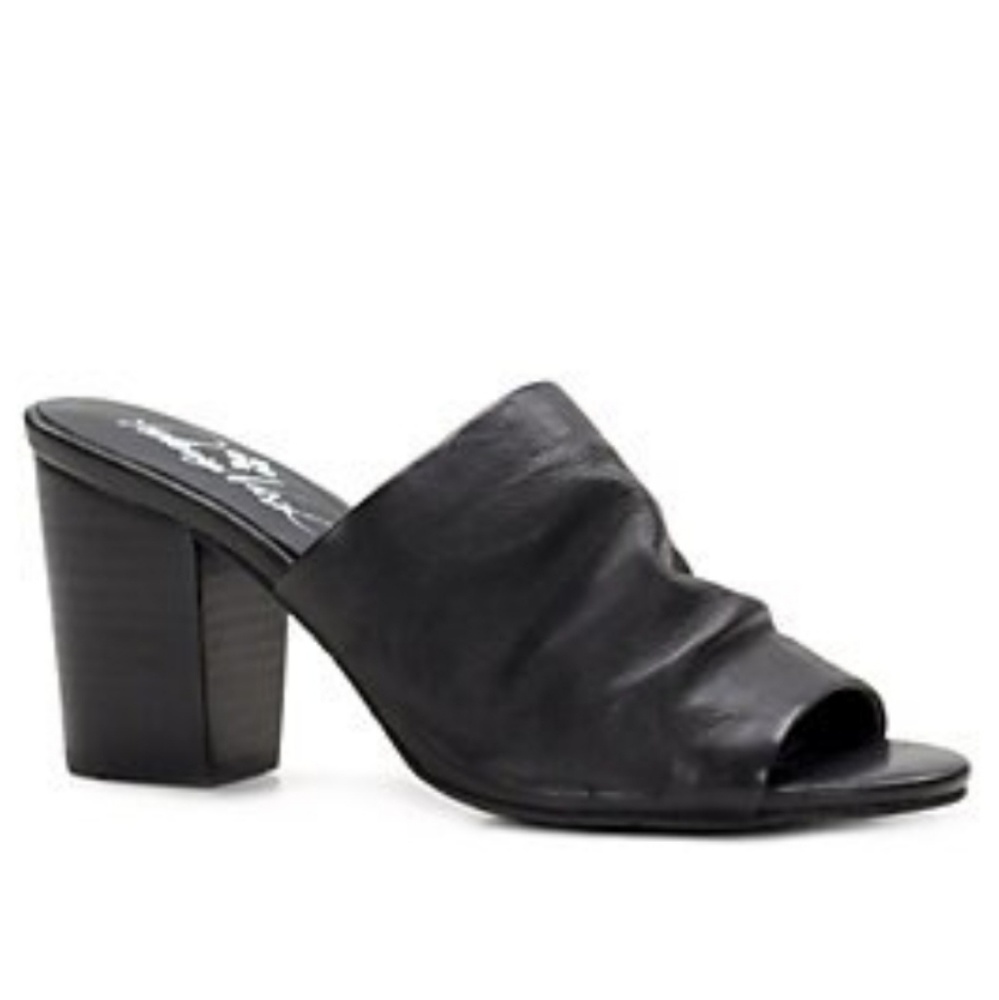 Patricia Nash Poema Black Open Toe Mules